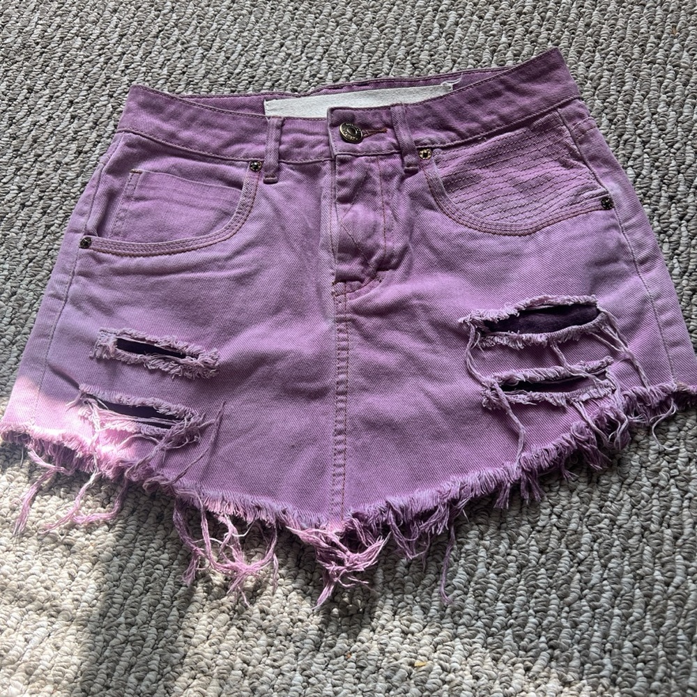 Oh boy purple mini denim skirt